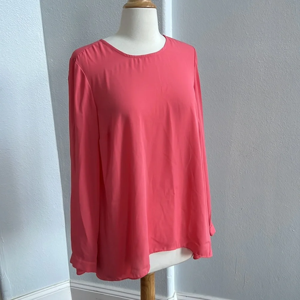 Vince Camuto‎ Women's Blouse Orange High Low Crepe Size S